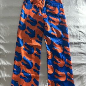 Kids Orange and Blue Crocodile-Print Pajama Pants